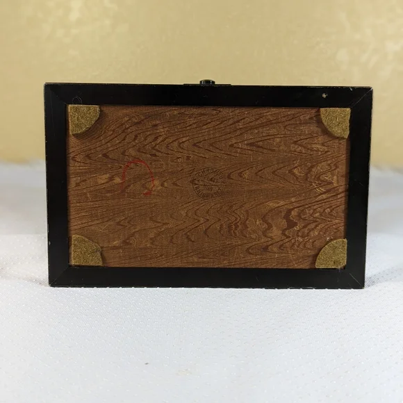 RARE Art Deco Silhouette Wood And Chrome Plated Metal Jewelry Box Vintage